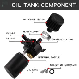 Universal Air Oil Separator Car 2-Port/3-Port Oil Catch Can 1 Outlet+2 Inlet With Breathing Filter And Oil Drain Valve Filter