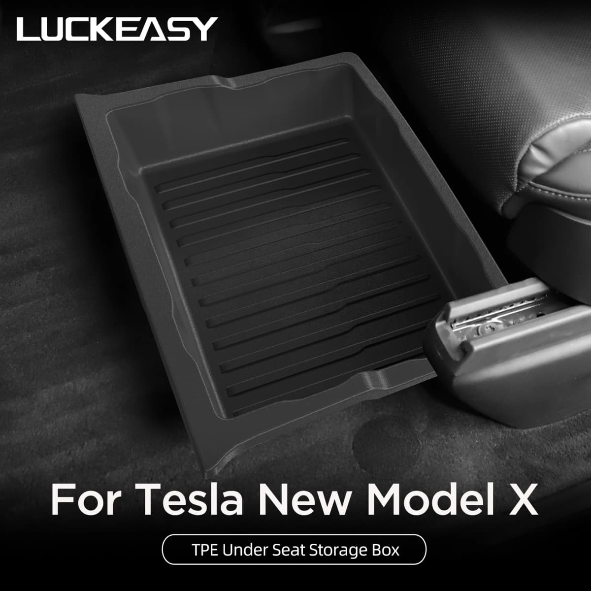 LUCKEASY for Tesla Model X 2023-2026 Under Seat Storage Box Car Interior Accessories Drawer Type Storage Organizer Lower Case