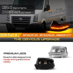 2Pcs Front LED Dynamic Side Mirror Light Turn Signal Lamp For VW Crafter Mercedes Sprinter 2006-2017 0018229020