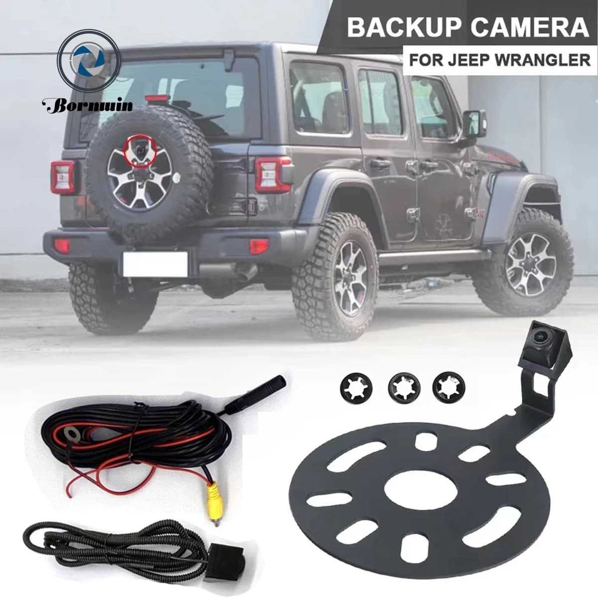 Bornwin Car Rear View Camera For Jeep Wrangler Waterproof Backup Reversing Cameras Parking Assistance Device AHD 1080P