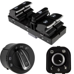 5ND959857 6 Pcs/Kit Chrome Auto Window Switch Headlight Switches Window Control Power Lift Switch For VW Golf GTI 5 6 Jetta 6