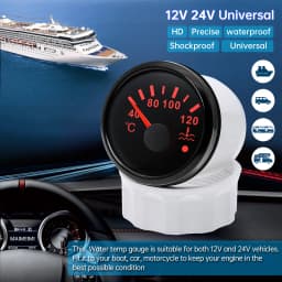 40~120℃ 52mm Water Temperature Gauge+Sensor with Flash Alarm Waterproof Red Light Water Temp Meter for Car Boat 12V 24V Custom