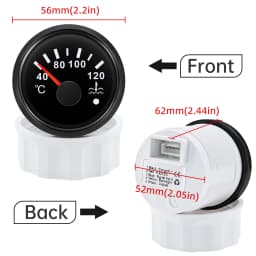 40~120℃ 52mm Water Temperature Gauge+Sensor with Flash Alarm Waterproof Red Light Water Temp Meter for Car Boat 12V 24V Custom