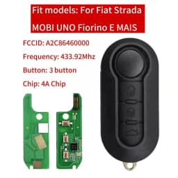 Jingxin 2/3Button Flip Remote Key HITAG AES 7945 4A Chip 433Mhz A2C86460000 Fob For Fiat Strada MOBI UNO Fiorino E MAIS Car Key