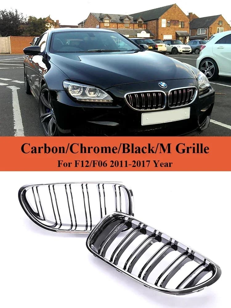M6 Chrome Black Lower Grills Mesh Facelift Racing M Color Grille Cover For BMW 6 Series F12 F13 F06 2011-2017 Car Accessories