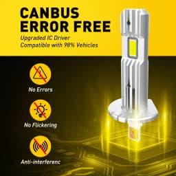 AUXITO 2Pcs 12000LM H1 LED Headlight Bulb H1 LED Canbus Car Head Fog Light Fanless Wireless Mini Size Auto Lamp 12V 6500K White
