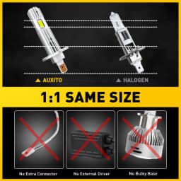 AUXITO 2Pcs 12000LM H1 LED Headlight Bulb H1 LED Canbus Car Head Fog Light Fanless Wireless Mini Size Auto Lamp 12V 6500K White