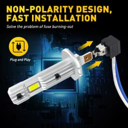 AUXITO 2Pcs 12000LM H1 LED Headlight Bulb H1 LED Canbus Car Head Fog Light Fanless Wireless Mini Size Auto Lamp 12V 6500K White