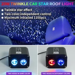 20W Twinkle Starry Sky Car Starlight Headliner Kit Fiber Optic Light Sky Star Roof Decor Dual-color Display