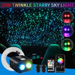 20W Twinkle Starry Sky Car Starlight Headliner Kit Fiber Optic Light Sky Star Roof Decor Dual-color Display