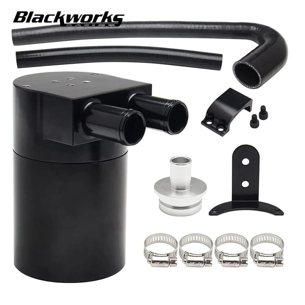 Black Reservior Oil Catch Can Reservoir Tank Kit with Silicone Radiator Hose for BMW N20 / N26 OCC-1032-BK
