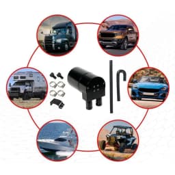 Black Reservior Oil Catch Can Reservoir Tank Kit with Silicone Radiator Hose for BMW N20 / N26 OCC-1032-BK