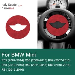 Super Suede For Mini Cooper F54 F55 F56 F57 F60 R55 R56 R57 R58 R59 R60 R61 Flannel Car Steering Wheel Center Cover Trim Sticker