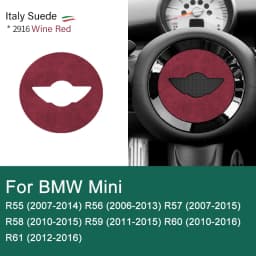 Super Suede For Mini Cooper F54 F55 F56 F57 F60 R55 R56 R57 R58 R59 R60 R61 Flannel Car Steering Wheel Center Cover Trim Sticker