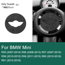 Super Suede For Mini Cooper F54 F55 F56 F57 F60 R55 R56 R57 R58 R59 R60 R61 Flannel Car Steering Wheel Center Cover Trim Sticker
