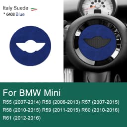 Super Suede For Mini Cooper F54 F55 F56 F57 F60 R55 R56 R57 R58 R59 R60 R61 Flannel Car Steering Wheel Center Cover Trim Sticker
