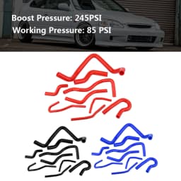 9pcs Red Silicone Auto Radiator Hose Kit for Civic D15 D16 SOHC EG/EK 1992‑2000