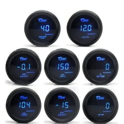 2' 52mm Car Digital Turbo Boost Gauge PSI BAR Water Temp Oil Temp Oil Pressure Gauge Voltmeter EGT Tachometer RPM Gauge