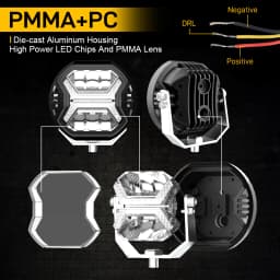 Superbright Offroad Spot Work Light 12v 24v LED Light Bar 6000K Drl White & Amber Light for Car SUV 4x4 Boat ATV LED Headlights