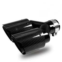 1 Pcs Universal Car Carbon Fibre Tail Throat Same Length Black Y-Shaped Double Out Twill Glossy Exhaust Muffler Tip
