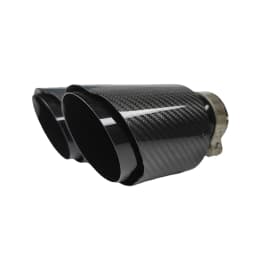 1 Pcs Universal Car Carbon Fibre Tail Throat Same Length Black Y-Shaped Double Out Twill Glossy Exhaust Muffler Tip