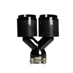 1 Pcs Universal Car Carbon Fibre Tail Throat Same Length Black Y-Shaped Double Out Twill Glossy Exhaust Muffler Tip