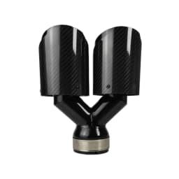1 Pcs Universal Car Carbon Fibre Tail Throat Same Length Black Y-Shaped Double Out Twill Glossy Exhaust Muffler Tip