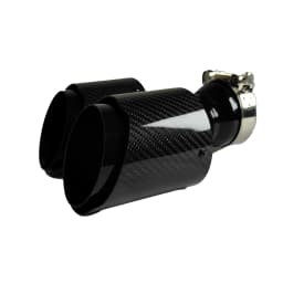 1 Pcs Universal Car Carbon Fibre Tail Throat Same Length Black Y-Shaped Double Out Twill Glossy Exhaust Muffler Tip