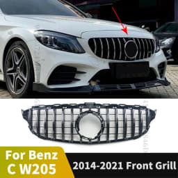 GT Style Front Bumper Grille Grill For Mercedes Benz C W205 C205 Coupe S205 C43 2014-2021 like C180 C200 C250 C300 C260 Tuning