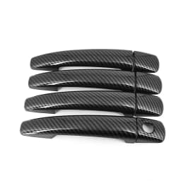 For Peugeot 208 2012-2019 Black Carbon Fiber Chrome Car Door Handle Cover Trim Sticker Styling Auto Accessories