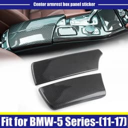 2Pcs Carbon Fiber Center Console Storage Box Armrest Panel Cover Sticker LHD For BMW 5 Series F10 F18 2011-2017 Car Accessories