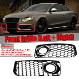 Front Fog Light Racing Grille For Audi A5 S-Line S5 B8 RS5 2008-2012 Honeycomb Mesh Fog Lamp Cover Sport Grille