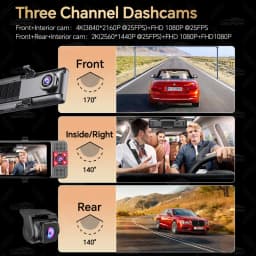 OBDPEAK 3 Camera Dash Cam 4K Car DVR Front Inside Rear 1080P GPS Tracking Night Vision Video Registrator Dashcam Parking Monitor