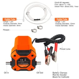 12V Car Electric Oil Extractor Transfer Pump 80W Mini Fuel Engine Oil/Crude Oil Fluid Suction Pump with Tubes For Auto Boat
