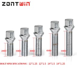 5 Pieces Nuts Suit for BMW X1 X3 X5 X6 X7 3 Series 28/35/40/45/50/55/60 Mm Lengthen Steel Wheel Bolts M14 X 1.5 12*1.5 14*1.25 1