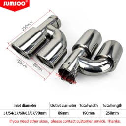 Genuine SUMSOO Car Accessories Stainless Steel H-Type Double Outlet Crimping Edge Exhaust Pipe Tailpipe