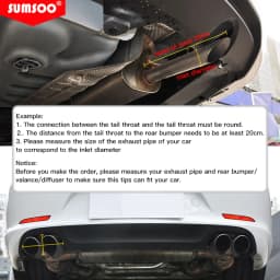 Genuine SUMSOO Car Accessories Stainless Steel H-Type Double Outlet Crimping Edge Exhaust Pipe Tailpipe