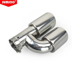 Genuine SUMSOO Car Accessories Stainless Steel H-Type Double Outlet Crimping Edge Exhaust Pipe Tailpipe