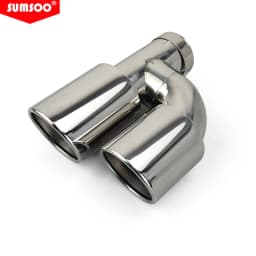 Genuine SUMSOO Car Accessories Stainless Steel H-Type Double Outlet Crimping Edge Exhaust Pipe Tailpipe