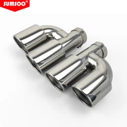 Genuine SUMSOO Car Accessories Stainless Steel H-Type Double Outlet Crimping Edge Exhaust Pipe Tailpipe