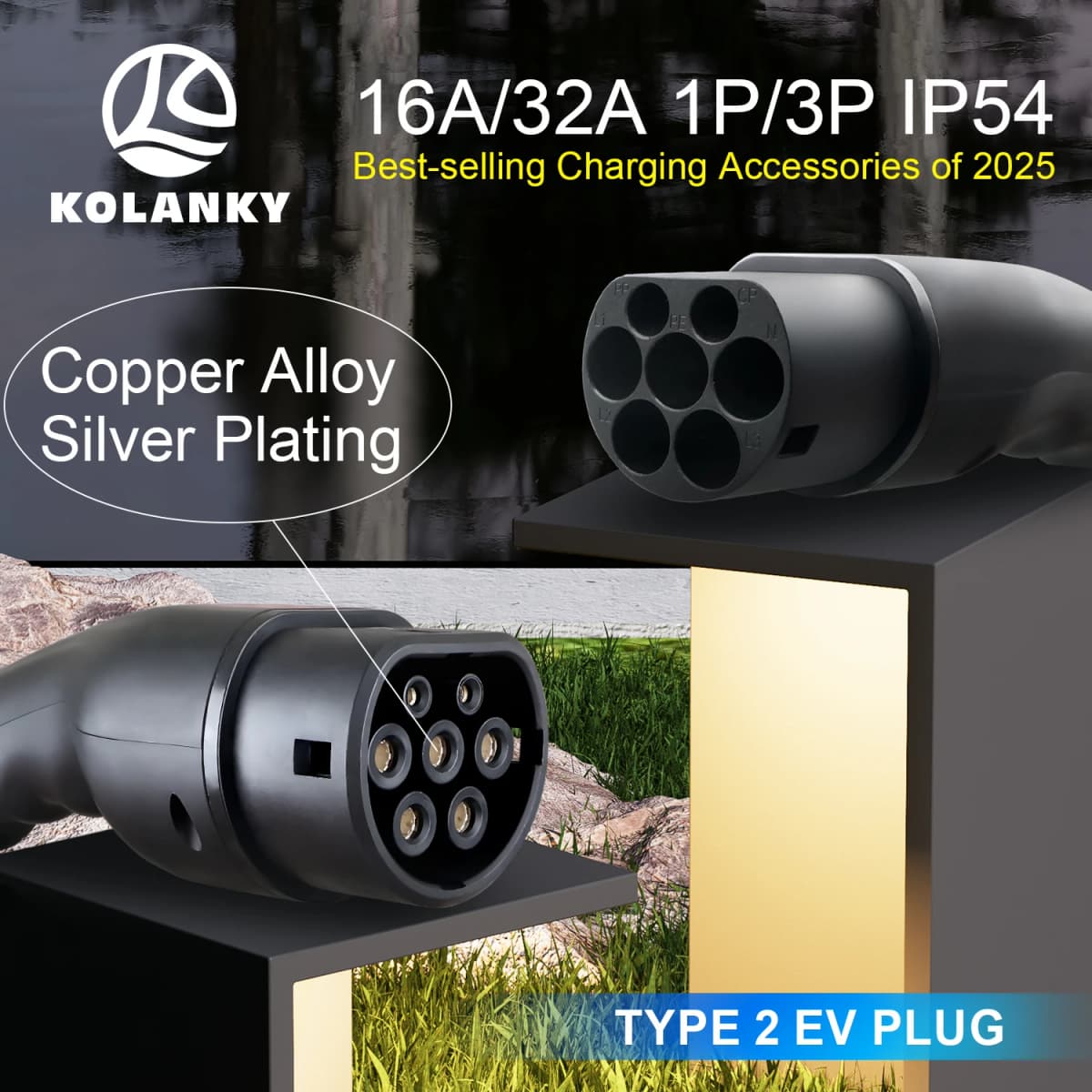 3.6KW 7.2 11 22KW Male Type 2 EVSE Female Gun EV Charger Car Plug IEC 62196 Convertor 16A 32A Electric Vehicle Charging Station
