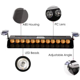 12 LED Strobe Warning Alarm Light Auto Warning Lamp Window shield Flashing Emergency Sucker Lamp Cheap Red Blue White Yellow