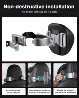 For Tesla Model Y Model 3 Headrest Pillow Adjustable Car Seat Headrest with 360°Rotating Phone/Tablet Bracket Holder Neck Rest