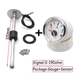 100-500mm Stainless Steel Marine Fuel Level Gauge Sensor Fit Boat Car Fuel Level Gauge Meter 0-190 ohm with Red Backlight 9-32V