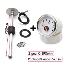 100-500mm Stainless Steel Marine Fuel Level Gauge Sensor Fit Boat Car Fuel Level Gauge Meter 0-190 ohm with Red Backlight 9-32V