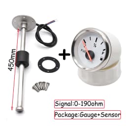 100-500mm Stainless Steel Marine Fuel Level Gauge Sensor Fit Boat Car Fuel Level Gauge Meter 0-190 ohm with Red Backlight 9-32V