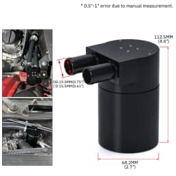 Baffled Billet Aluminum Oil Catch Tank/Can Round Can Reservoir Turbo Oil Catch can/ Can Catch for BMW/VW/AUDI 19MM Barb VR-TK60
