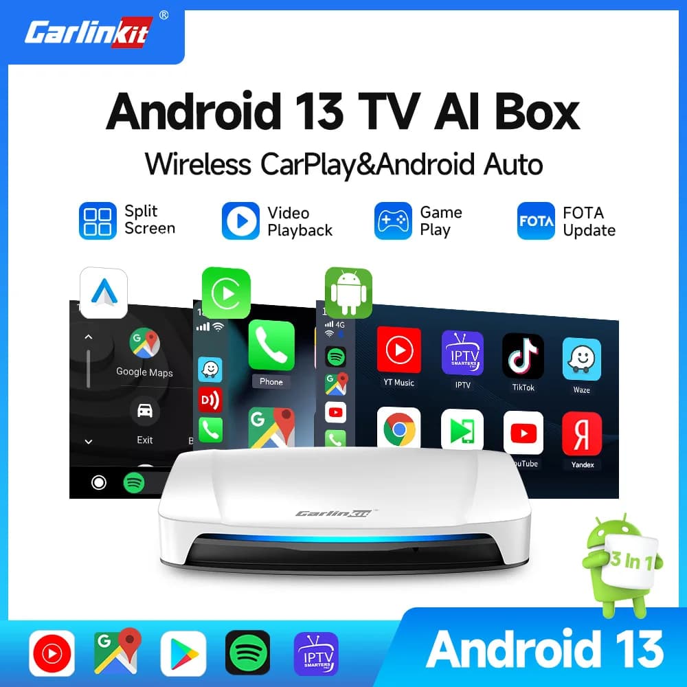 CarlinKit Wireless Carplay TV Box Smart 8+128G Android Auto AI Box HDMI Output Android 13 Video Adapter For Youtube Kia IPTV
