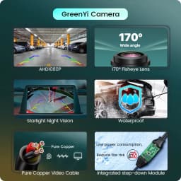 GreenYi AHD 1920x1080P Car Rear View Camera Full HD Night Vision 170° Fisheye Lens Vehicle Reversing Front Cam C828