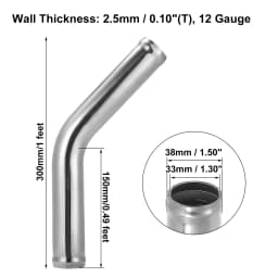 X Autohaux Aluminum Alloy Intake Tube OD 38/45/51/63/76/89/102MM Intercooler Pipe Air Tube 0 45 Degrees 300mm Long for Auto Car